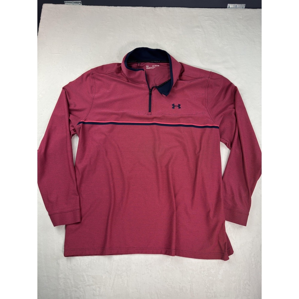 Under Armour Golf Pullover Mens 3XL Red 1/4 Zip Long Sleeve Stretch Performance
